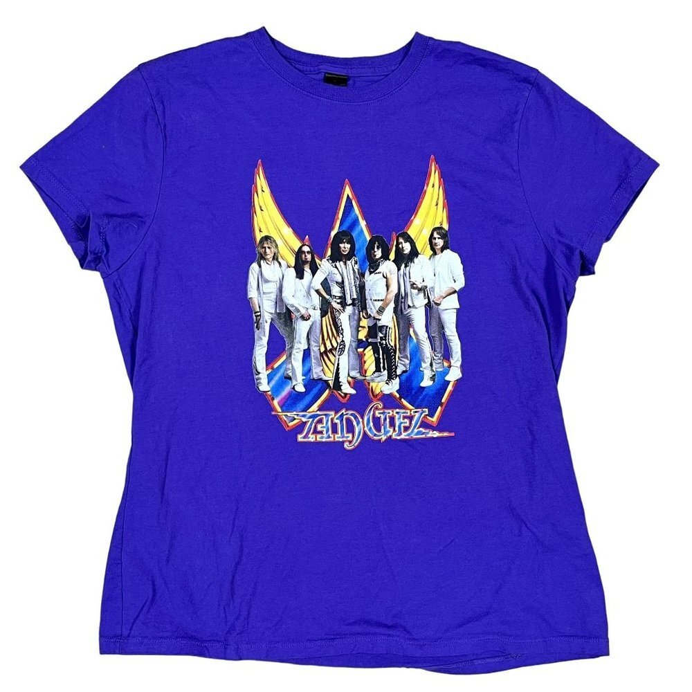 Angel Glam Band Womens Purple T-Shirt Size Large